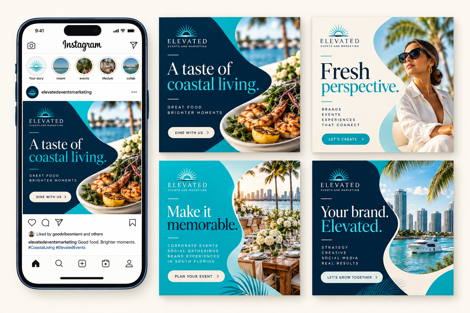 Elevated Instagram post designs shown on a phone